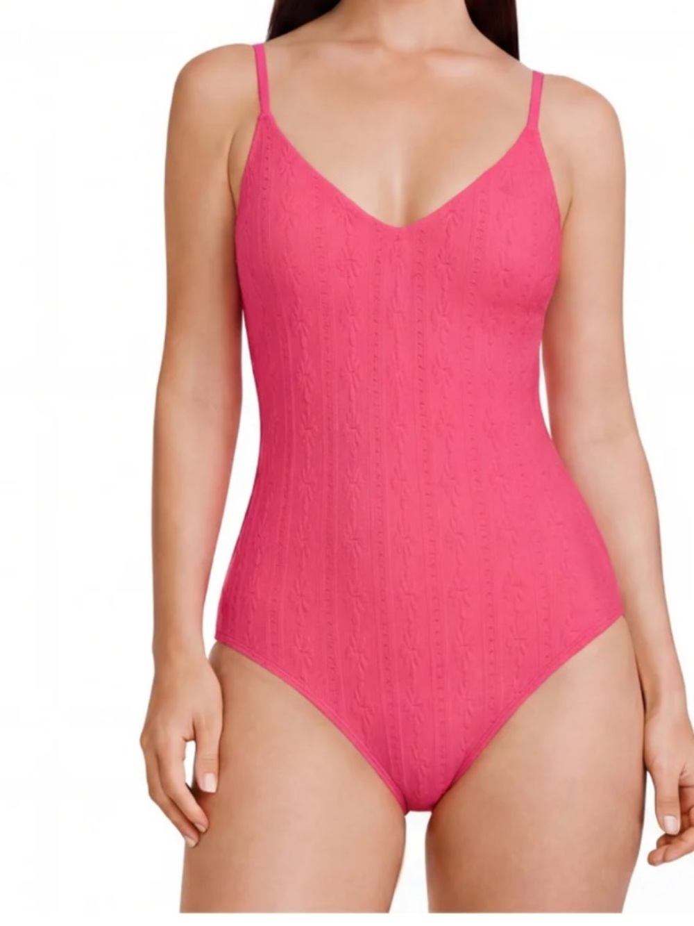 LOFT Swim woman's pink cerise eyelet one piece swimsuit size small